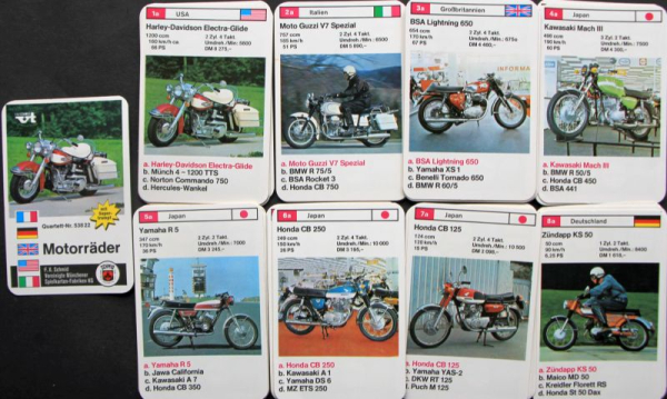 Schmid Spiele "Motorraeder" 1974 Cardgame (10501)